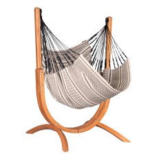 LA SIESTA Udine Organic Zebra Hammock Chair with Stand – Organic Cotton Chair with FSC® Eucalyptus Stand